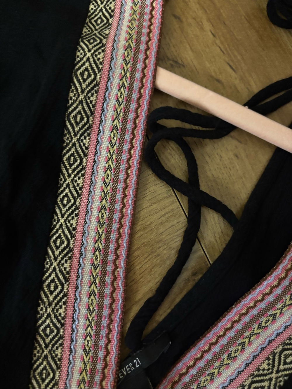 Forever 21 Black V-Neck Tunic with Pink Trim - Picture 3 of 7